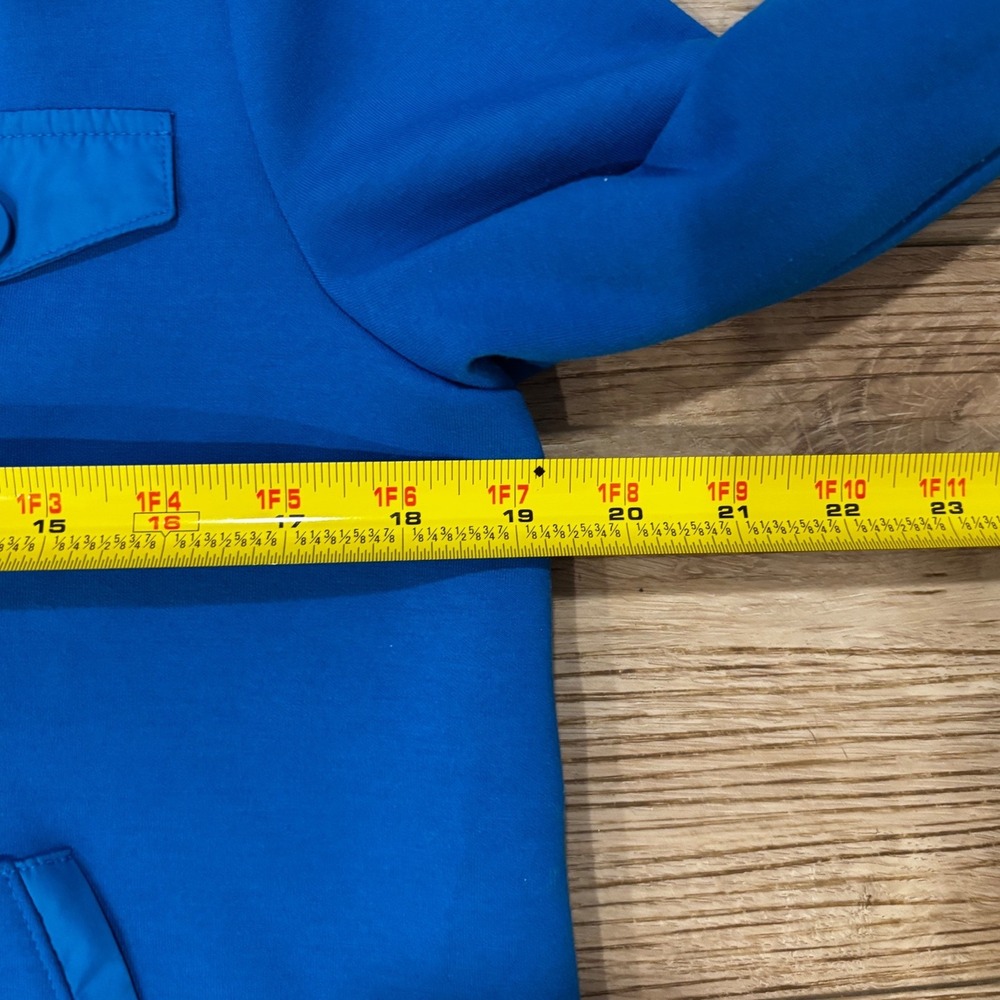 T by Talbots Womens Petite Small Blue Snap Neck Pullover Kangaroo Pocket Jacket - Picture 3 of 7